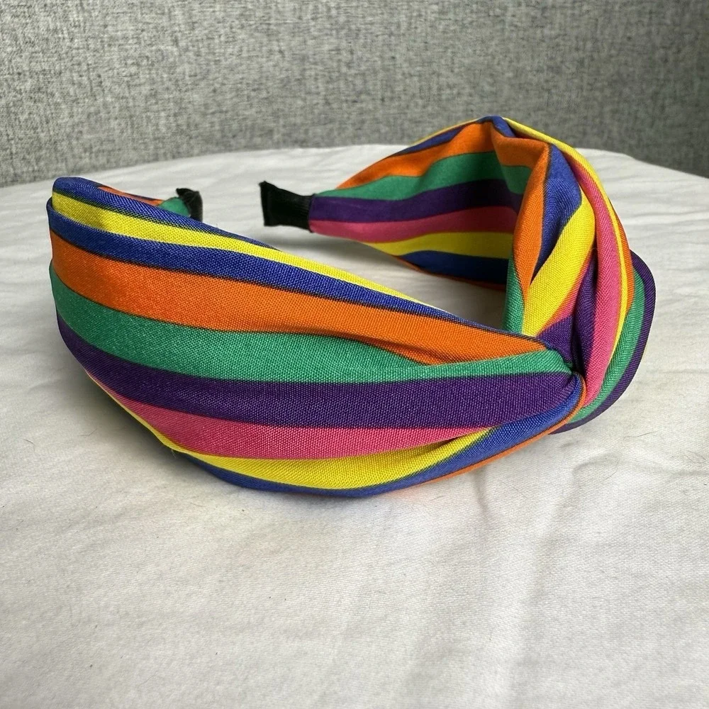 Lot 6 Fabric Headbands Plaid Classic Polka‎ Dot Straw Vintage Look